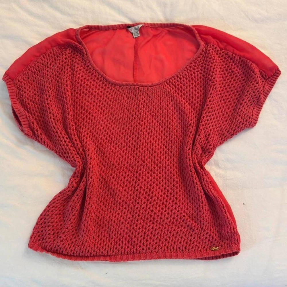 Vintage 1993 Guess‎ Hot Pink Crochet & Sheer Shirt 💗🔥